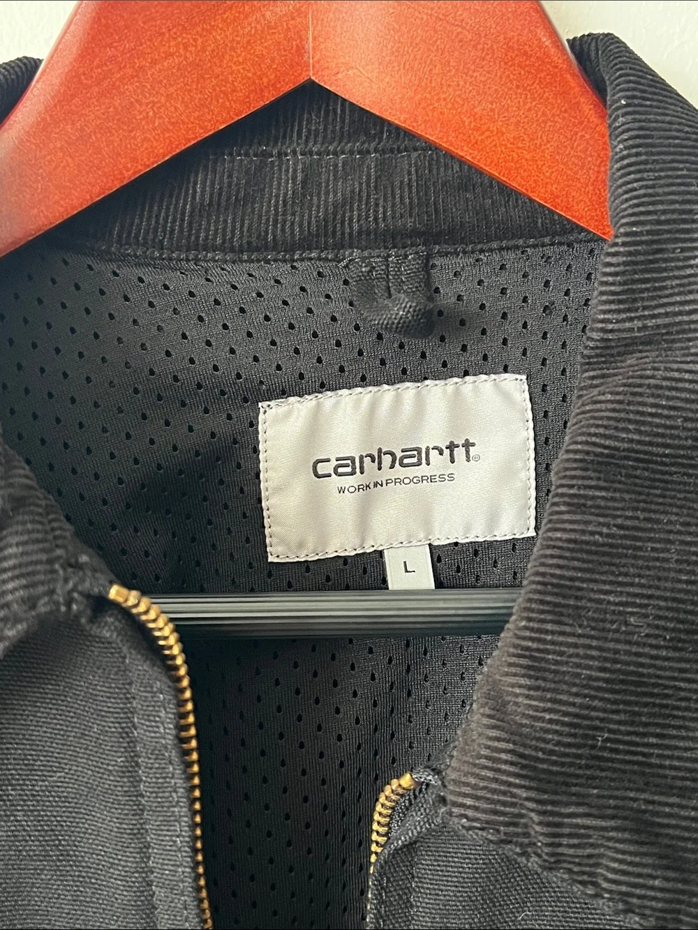Carhartt Black Canvas Bomber Jacket with Corduroy Collar size L